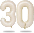 Beige 30 Balloon Numbers, 40 Inch Large Cream Foil Number 3 & 0 Balloons for Women, Self Inflating 30th Birthday Balloons for 30 Year Old Men Anniversary Birthday Party Decorations Supplies
