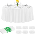 6 Pack Premium White Plastic Table Cloth -120 Inch Round Tablecloth, Disposable Tablecloth Plastic Table Cover for Parties (6, White, 120" Round)