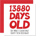 38th Birthday Card for Men Women Him Her - 13880 Days Old - Funny Thirty-Eight Thirty-Eighth Happy Birthday Card for Brother Sister Son Daughter Mom Dad, 5.7 x 5.7 Inch Humor Joke Greeting Cards
