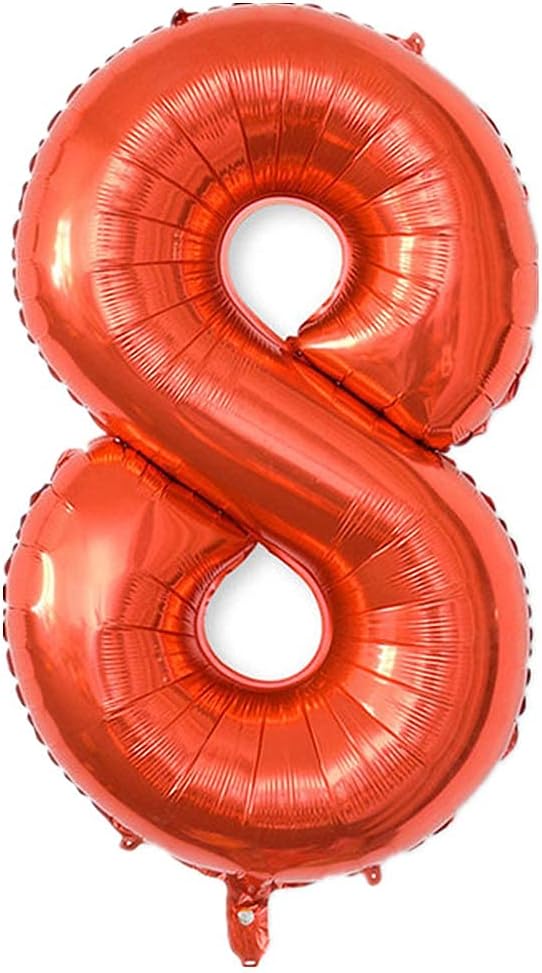 40 Inch Large Foil Helium Number Balloon Birthday Wedding Party 0-9 (Red, 8)