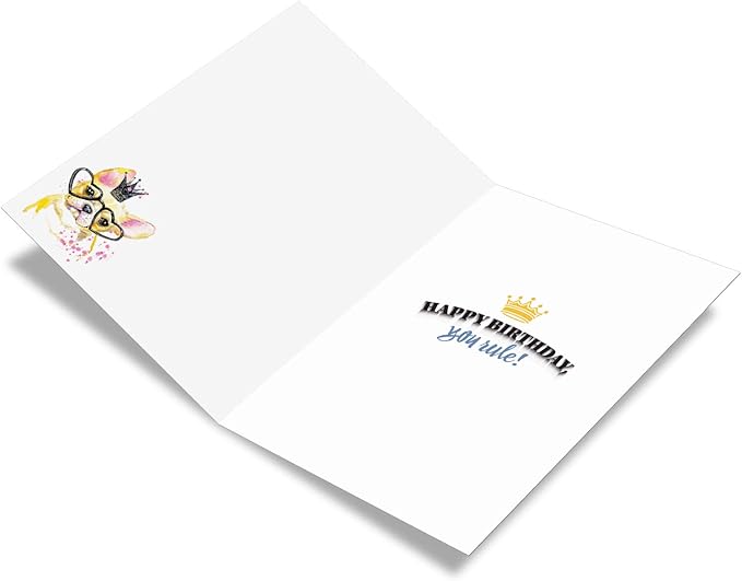 NobleWorks - 1 Funny Animal Birthday Card with Envelope - Cute Card for Birthdays - Funky Colorful Creatures Dog C6749ABDG