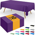 Smiry Disposable Table Cloth - 10 Pack, 54 x 108 Inch Waterproof Rectangle Tablecloths for Parties, Decorative Plastic Table Cover, Leakproof & Sturdy, Purple