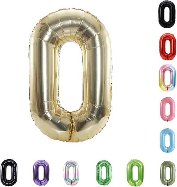 40 Inch Large Foil Helium Number Balloon Birthday Wedding Party 0-9 (Pale Gold, 0)
