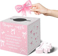 Pink Bow Baby Shower Decorations, Diaper Raffle Box for Baby Shower with 50PCS Cards Kids' Party Banners Game for Girl, Pink Bow Baby Shower Decorations Baby Shower Raffle Tickets