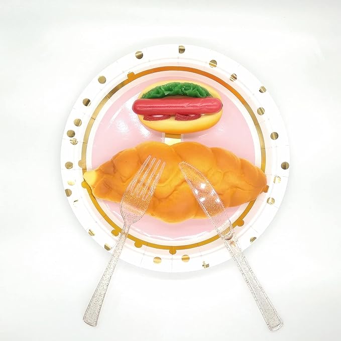 MaitianGuyou 100 Pcs 1st Party Supplies Kit, Birthday Party Plates Set - 9 & 7 Inch Paper Plates & Cups Straws for Parties, Holiday, Christmas, Baby Shower Decorations