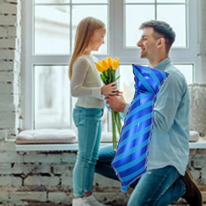 Blue Necktie Balloons Father's Day Balloons Big Necktie Balloon for Father's Day Party Decorations Fathers Day Decor Supplies Ballons Arch Kits Party Balloon Sets 3pcs