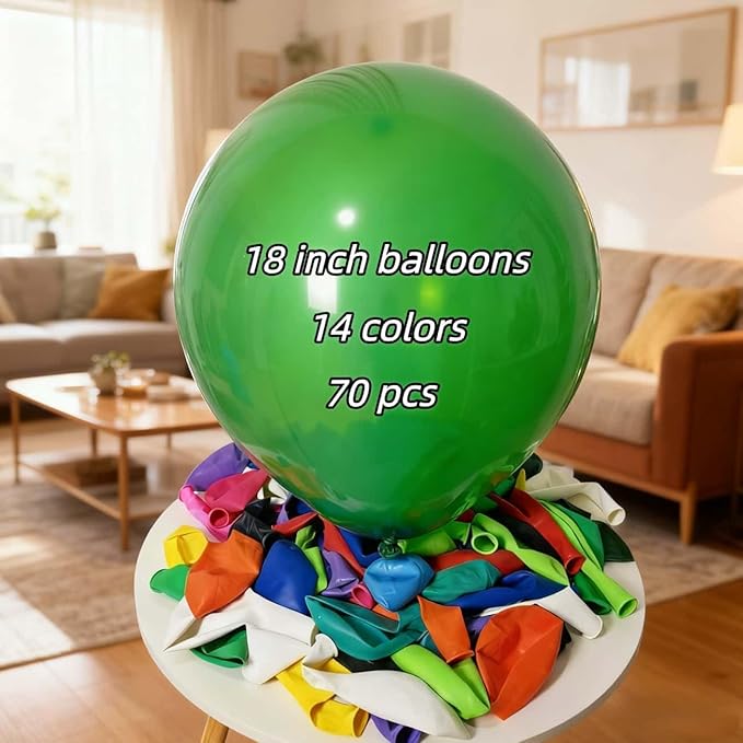 70 Pack 18 Inch Latex Balloons, 14 Kinds of Colorful Party Balloon Bulk for Birthdays, Weddings, Baby Showers & All Party Events