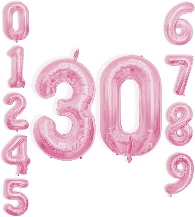 40 Inch Large Pink Number Celebration and Decoration Balloon for Birthday Parties, Graduations, Anniversaries, Weddings, Photo Shoots, Special Events - Helium Foil Mylar (Pink Number 30)