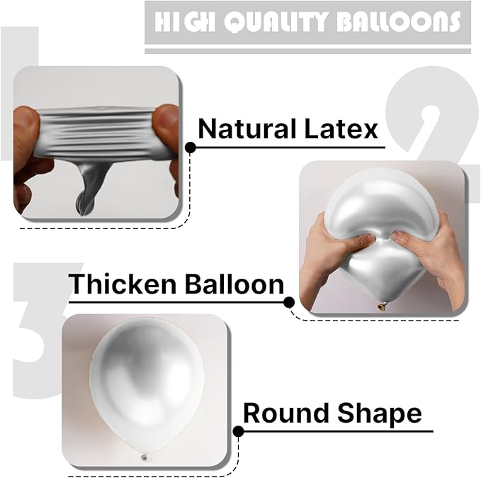 PartyWoo Silver Balloons 101pcs 12 Inch Silver Latex Helium Balloons for Birthday Wedding Anniversary Graduation Bachelorette Engagement Bridal Shower Retirement Party Decorations Silver-G102