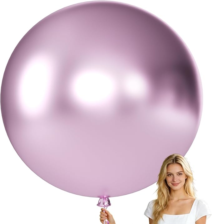 KALOR Metallic Pink Giant Balloons 36 Inch Large Latex Balloons, 4 Pack Jumbo Round Helium Balloon for Birthday Bridal Shower Wedding Baby Shower Party Decorations