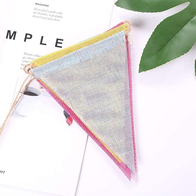 ToBeIT 48Pcs Triangle Flags Pendant Banners Imitated Burlap Multicolor Fabric Triangle Flag Bunting for Party and Festival Hanging Decoration Banner