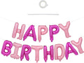 TONIFUL Happy Birthday Balloons Banner 16 Inch Mylar Foil Letters Birthday Sign Reusable for Girls Boys Kids & Adults Birthday Party Decorations Supplies（Hot Light Pink）