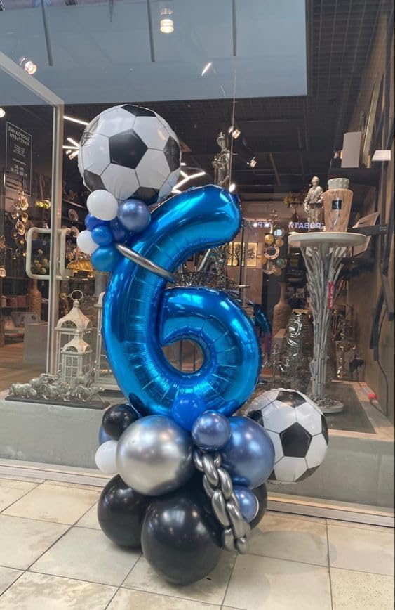 Metallic Blue Number 6 Balloon 40 Inch, 6 Balloon Number, 6th Birthday Decorations, Navy Blue Party Supplies for Boys Girls
