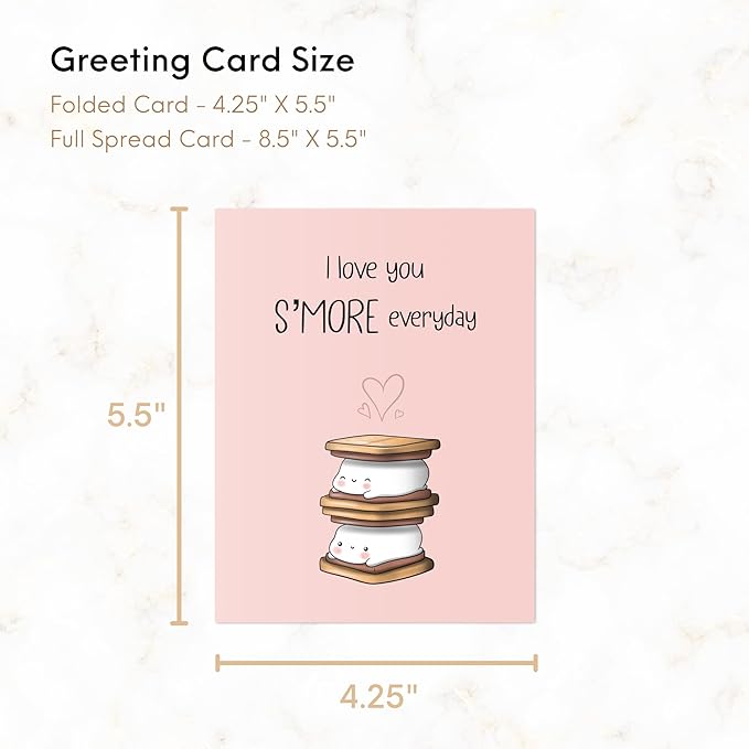 ALY LOU Mothers Day Card Anniversary Birthday for Mom Dad Wife Husband Girlfriend Boyfriend Stepmom Aunt Parents – Cute Funny Punny Greeting Card for Fathers Day – Blank Inside (Love You S'more)