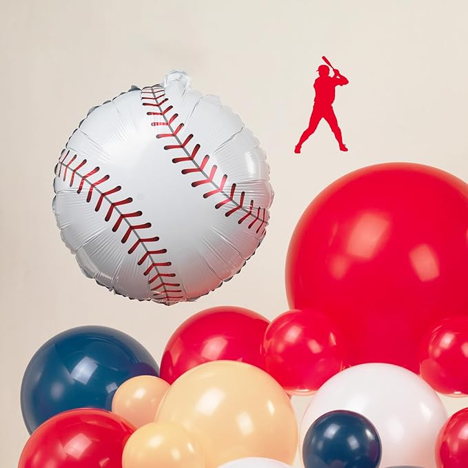 Blue Red Baseball Balloon Garland Arch Kit navy blue red apricot white with foil star balloons for Sports Theme rookie year 1st birthday party baseball baby shower decorations