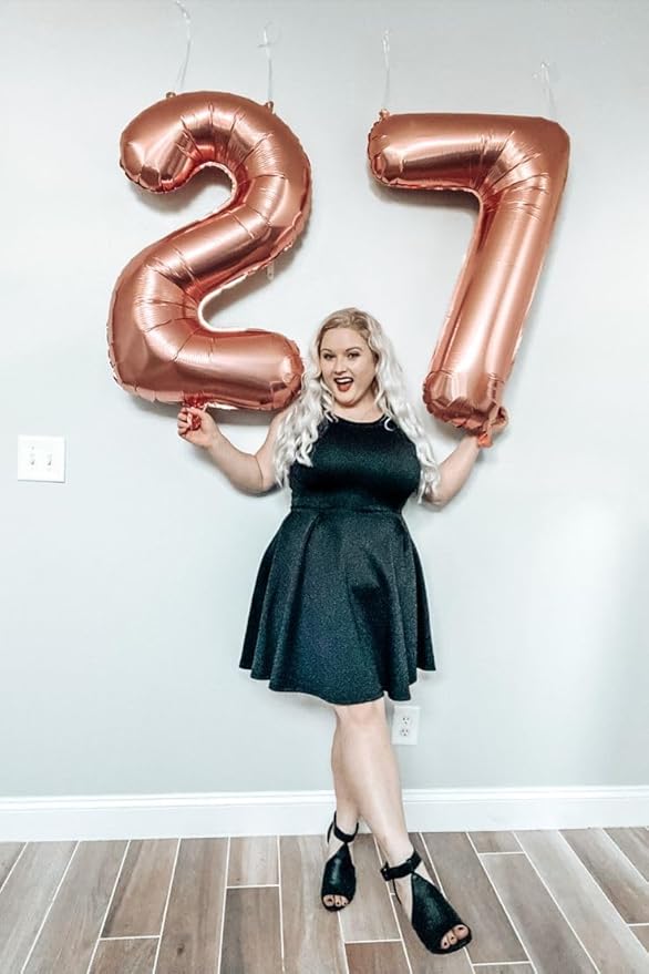 7 Birthday Balloon Rose Gold Number, 17th Birthday Decorations For boys And Girls, 40 Inch Big Balloons for 7, 17, 27, 70 Birthday, Wedding Anniversary, Christmas, New Year, Halloween Party Decor
