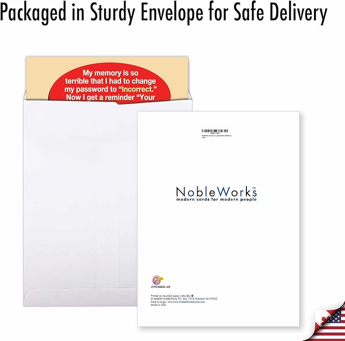 NobleWorks Oversize Funny Birthday Greeting Card From Us 8.5 x 11 Inch with Envelope (1 Card) Incorrect Password-Men J7955BDG-US