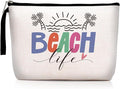 Beach Necessities Sunscreen Bags for Beach Makeup Bag Funny Vacation Gift beach Lover Gifts for Women Funny Ocean beach Themed Cosmetic Bag