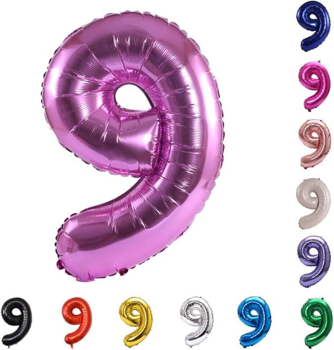 YPSelected 32 Inch Large Foil Helium Number Balloon Birthday Wedding Party 0-9 (Pink, 9)