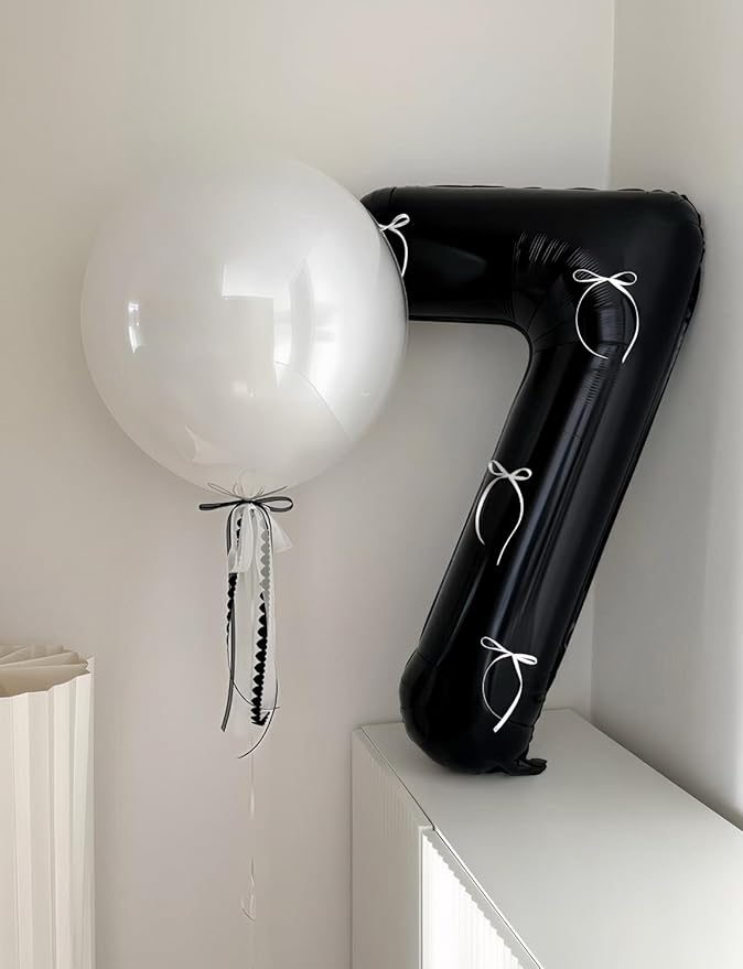 Black Number 7 Balloons – 40 Inch Giant Foil Number Balloon, Black Number Balloon for Men Women Boys Girls Birthday Graduation Anniversary Party Decorations