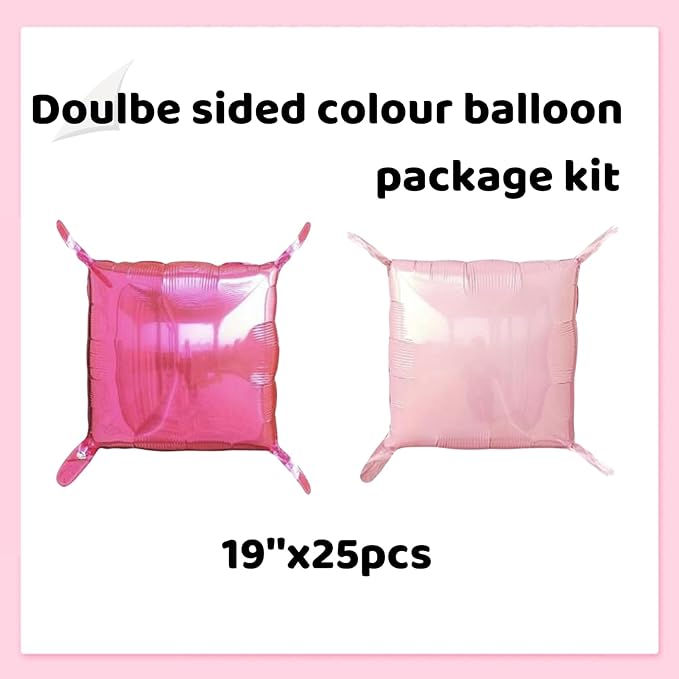 Hot Magenta Pink Square Foil Balloons Wall Backdrop Double Sided Metallic Balloon Tunnel Arch Garland Kit For Anniversary Bachelorette Birthday Engagement Bridal Baby Shower Party Decorations