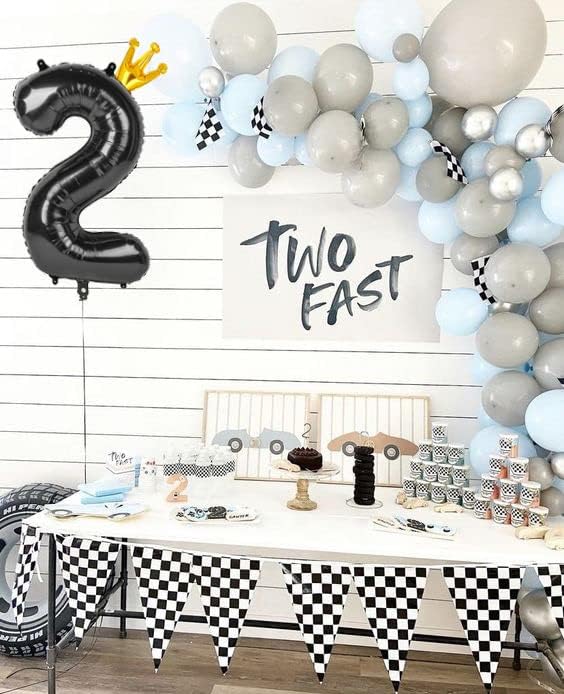 Black 2 Balloon, 40 Inch Number Balloons, Two Second Balloons Number Birthday Decorations, 2nd Bday Party Supplies, Number 2