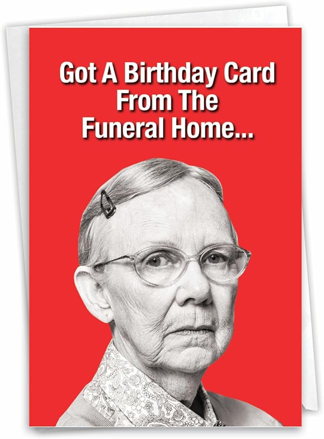 NobleWorks - 1 Hilarious Happy Birthday Card - Funny Retro Spouse Humor, Celebrate Birthdays - Funeral Home C7198BDG