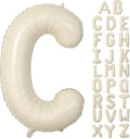 Cream C Letter Balloons,40 Inch Letter C Balloon Beige,Helium Custom Letter Balloon for Birthday Anniversary Party Decorations