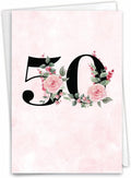 NobleWorks - 50th Milestone Birthday Greeting Card with 5 x 7 Inch Envelope (1 Card) Floral Age 50 C8255MBG