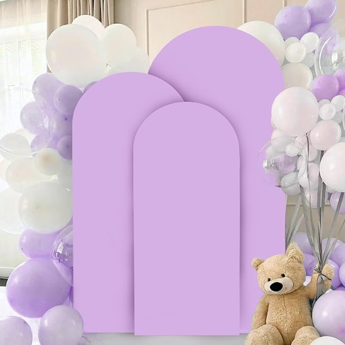 Wedding Arch Cover Set of 3 Lavender Arch Spandex Covers Baby Shower Chiara Arch Backdrop Stand Cover Round Top Stretchy Backdrop 5FT 6FT 7FT Arched Stand Covers for Parties Ornament