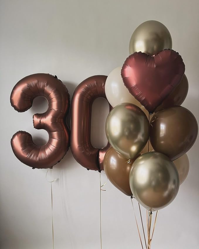 Coffee Brown Balloon Numbers 9, Large 40 Inch Happy 9 19 29 90 Birthday for Men And Women, Foil Balloons Decoratins for Wedding Anniversary, Single, New Year, Halloween Party Syupplies