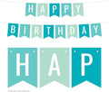 Andaz Press Hanging Pennant Banner Party Decorations, Diamond Blue, Seafoam Mint, Aqua Turquoise, Happy Birthday, 1-Pack, Approx. 5-Feet