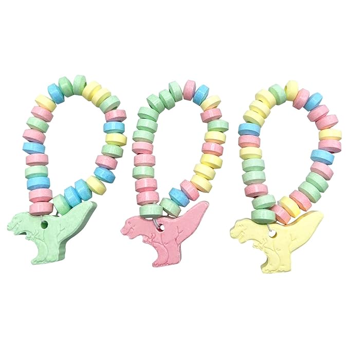 Dinosaur Candy Bracelets - Individually Wrapped Bulk (24 pieces) - Great for Dinosaur Birthday - Party Favors - Dino Goodie Bags - Baby Shower - Pinata - Party Favor Candy for Kids