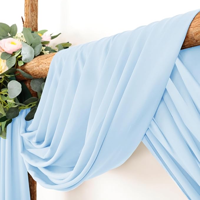 Wedding Arch Draping Fabric 30'' x 18FT Sheer Chiffon Arch Drape Backdrop 1 Panel Baby Blue Drape for Easter Bridal Shower Baby Shower Photo Booth Church Decor Birthday Party Outdoor Decor