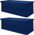 Smiry Spandex Tablecloth 2 Pack, Elastic Fitted Stretch Tablecloth for 6FT Rectangle Tables, Waterproof Washable Table Cover Skirt for Outdoor, Wedding, Banquet & Parties (Navy, 72Lx30Wx30H Inch)