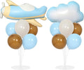 Airplane Baby Shower Birthday Party Decorations Balloons Stand Kit 2 Sets with 2 Airplane Cloud Foil Balloons Baby Boy Shower Balloon Centerpiece for Table for Kid Time Flies 1st Birthday Party Decor