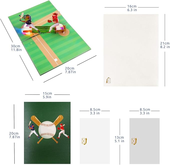 Musical Baseball Pop Up Cards, Light & Music Dad Birthday Cards, Music Pop Up Fathers Day Cards, 3D Sports Birthday Greeting Card, Father's Anniversary Card for Dad Husband Grandpa Men.