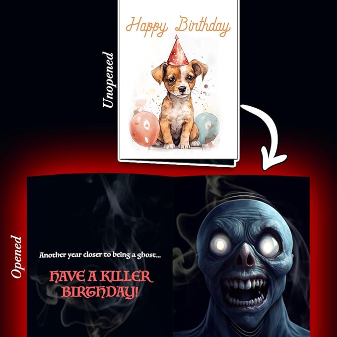 Joyadora Scary Prank Birthday Card - Funny Birthday Cards for Men and Women, Funny Cards, Joker Greeting Cards, Prank Card
