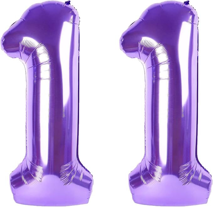 40 Inch Purple Number 11 Digital Balloon,Jumbo Mylar Foil Helium Balloon for 11 Balloons for Birthday Party,Wedding Anniversary Party Decorations