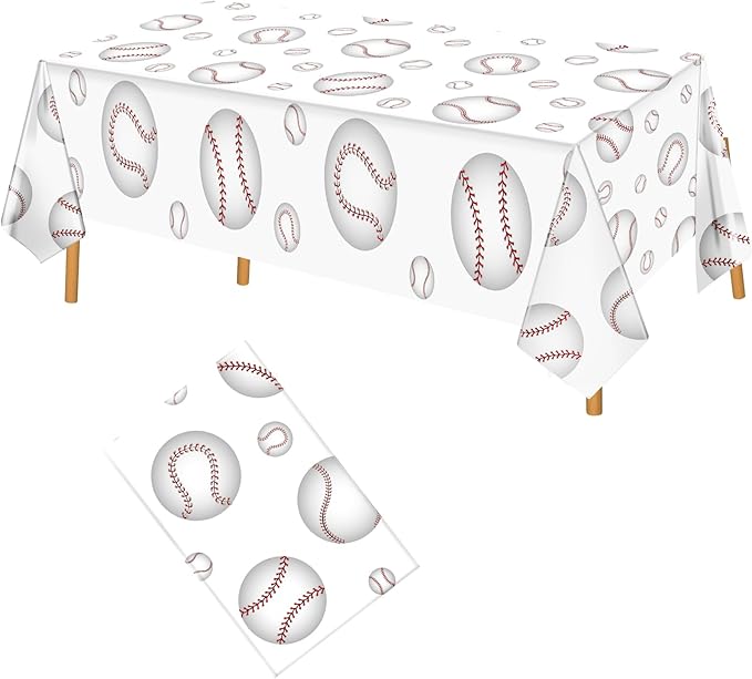 Hxezoc Disposable Baseball Plastic Tablecloth, 54 x 108 Inches Baseball Waterproof Table Cover for Sports Birthday Party Baby Shower Decorations Outdoor Indoor Party Supplies