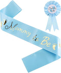 2 Pcs Baby Shower Decorations, Mommy to Be Sash and Daddy to Be Badge Set, It's a Themed Party Supplies for Baby Shower and Gender Reveal Decoracion (Blue 2 Pcs)