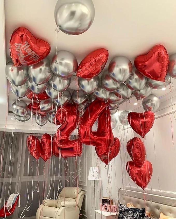 Number 4 Balloon, 40 Inch Large 4 Balloons for Birthday Party Decoration, Red Number 4 Ballon for 4, 14, 24, 44 Celebration, Birthday, Christmas, Anniversary Decor
