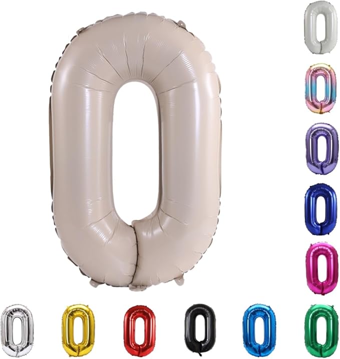 YPSelected 32 Inch Large Foil Helium Number Balloon Birthday Wedding Party 0-9 (Cream, 0)