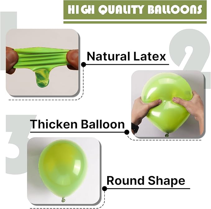 PartyWoo Lime Green Balloons 101pcs 12 Inch Light Green Latex Helium Balloons for Graduation Wedding Baby Shower Anniversary Birthday Dinosaur Jungle Golf Football Theme Party Decorations Green-Y6
