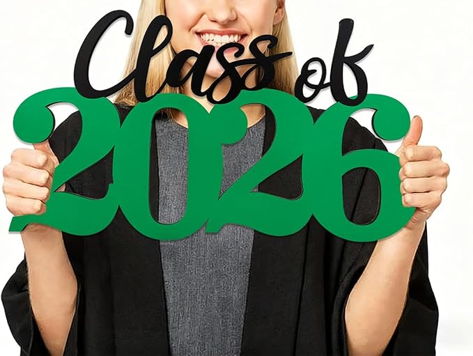 Class of 2026 Decorations Graduation Decorations 2026 Senior Photo Props Green Graduate Wooden Sign for Graduation Party Decorations