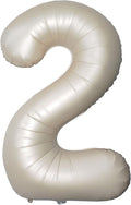 Number 2 Balloons White Sand Two Balloon for 2 Year Old Birthday Decorations 40 Inches Cream White Large Numbers 2nd Birthday Party Nude Ballons Beige 1 Digital Neutral Balloon Pearl White 2