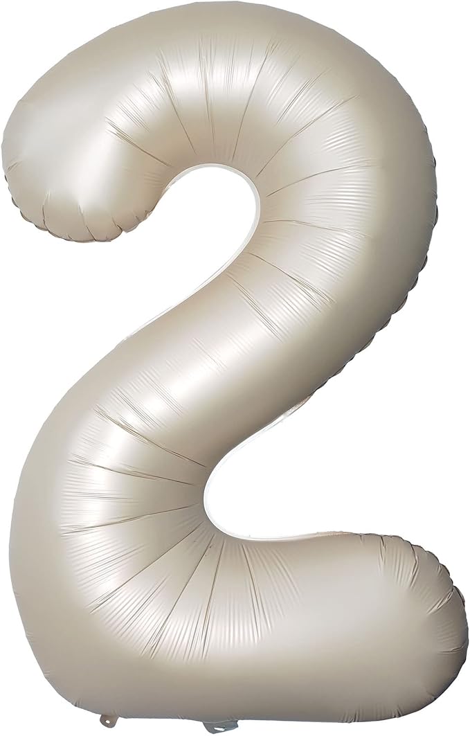 Number 2 Balloons White Sand Two Balloon for 2 Year Old Birthday Decorations 40 Inches Cream White Large Numbers 2nd Birthday Party Nude Ballons Beige 1 Digital Neutral Balloon Pearl White 2