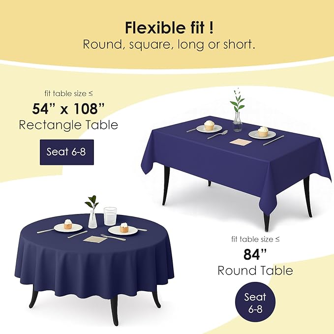 Craft And Party 12-Pack Navy Blue Plastic Tablecloths – 54 x 108 Inch Disposable Table Covers for Rectangle Tables, Heavy Duty & Waterproof for Parties, Events, Banquets, Navy Blue