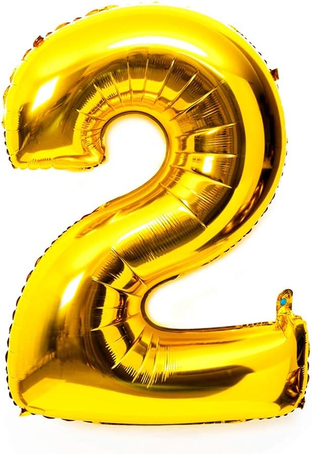 40 Inch Large Foil Helium Number Balloon Birthday Wedding Party 0-9 (Gold, 2)