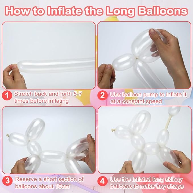 500Pcs 260 Clear Long Balloons, Twisting Animal Balloons Thickening Latex Magic Long Balloon for Animals Modeling Wedding Birthday Party Decorations